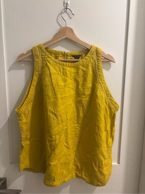 RW&CO. Bright Yellow Linen Tank with Scoop Neck